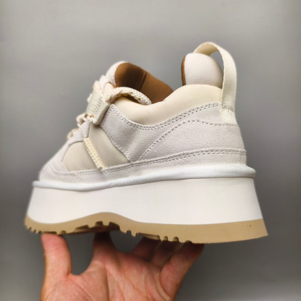 White Chunky Dad Sneakers — Lace-Up Casual | New Arrival | In Stock