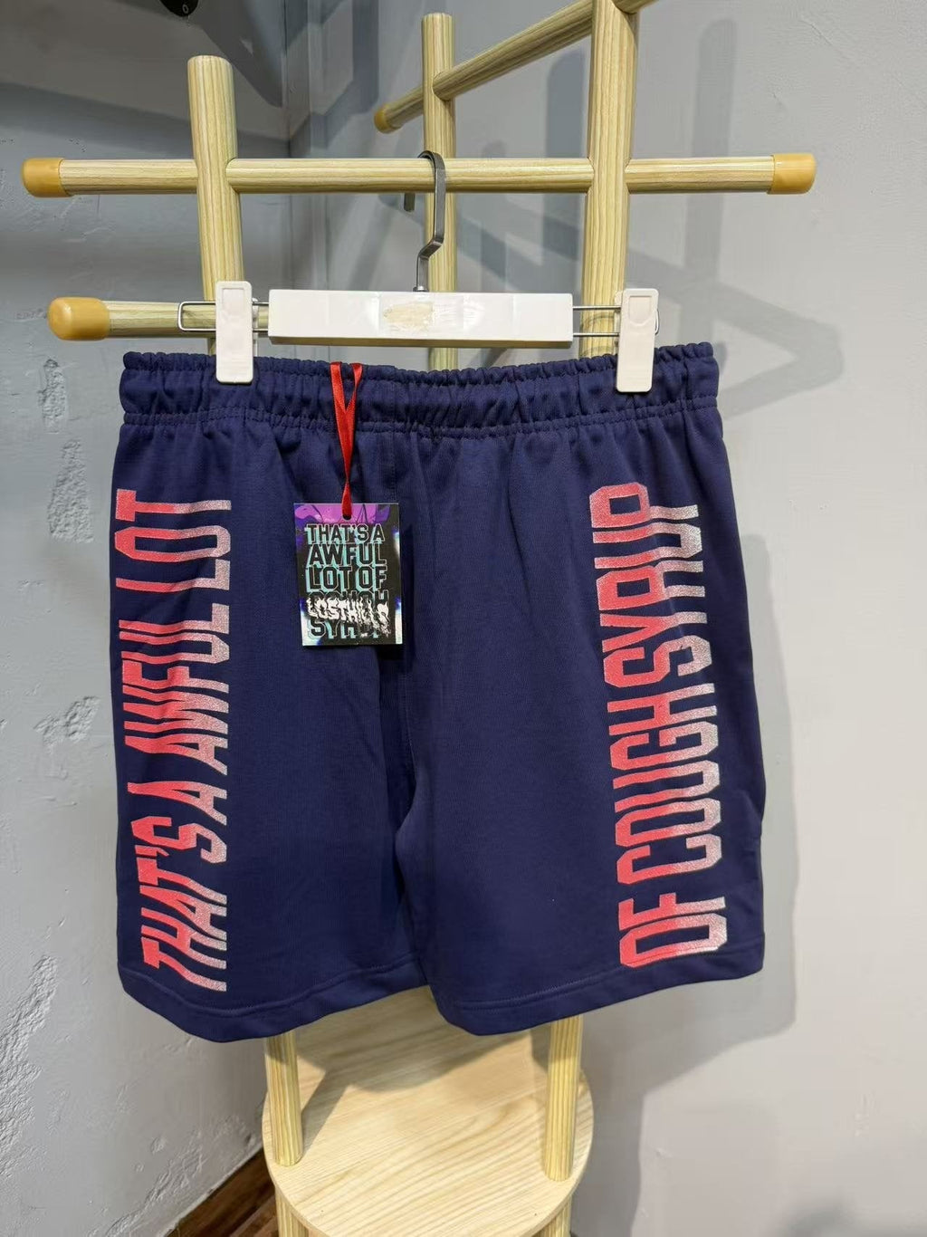 THAT'S A AWFUL LOT OF COUGH SYRUP Navy Graphic Shorts