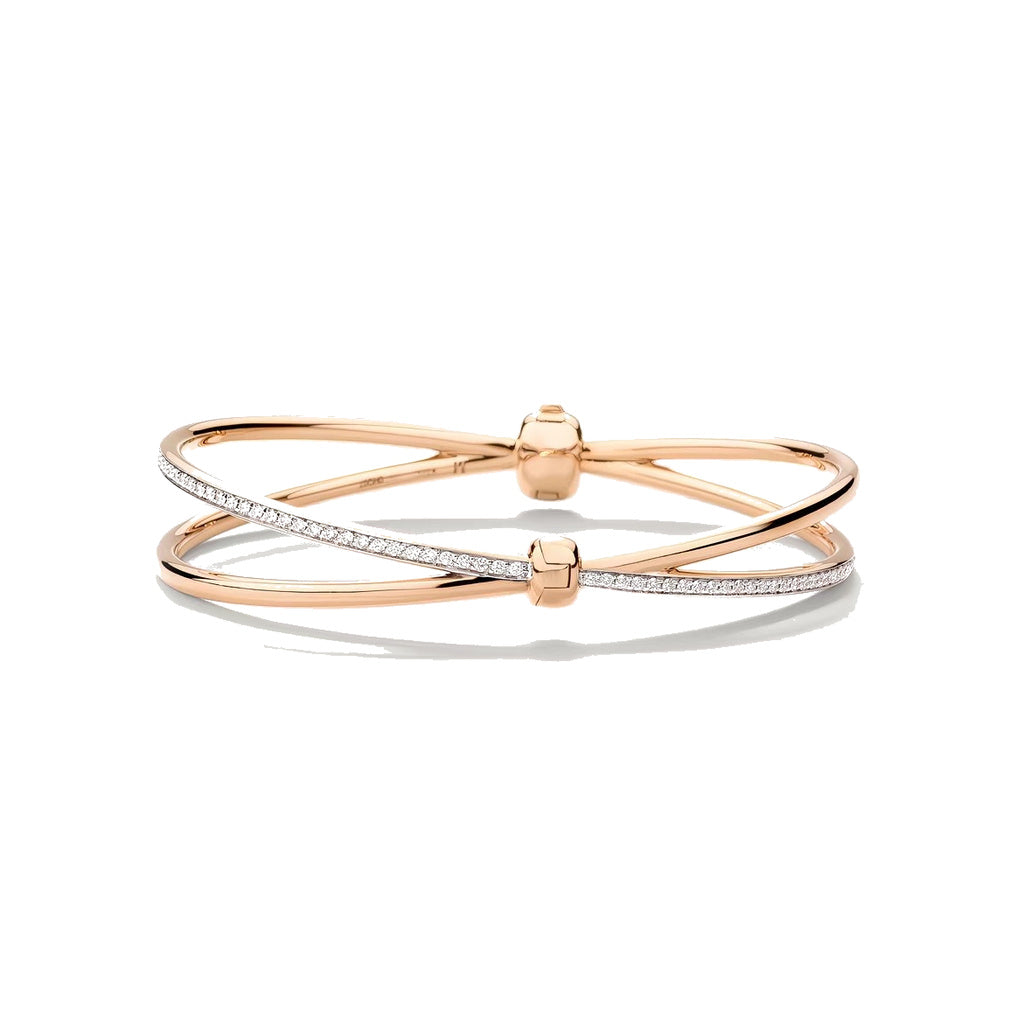 Pomellato Style Crossover Cubic Zirconia 18K Gold-Plated Bangle