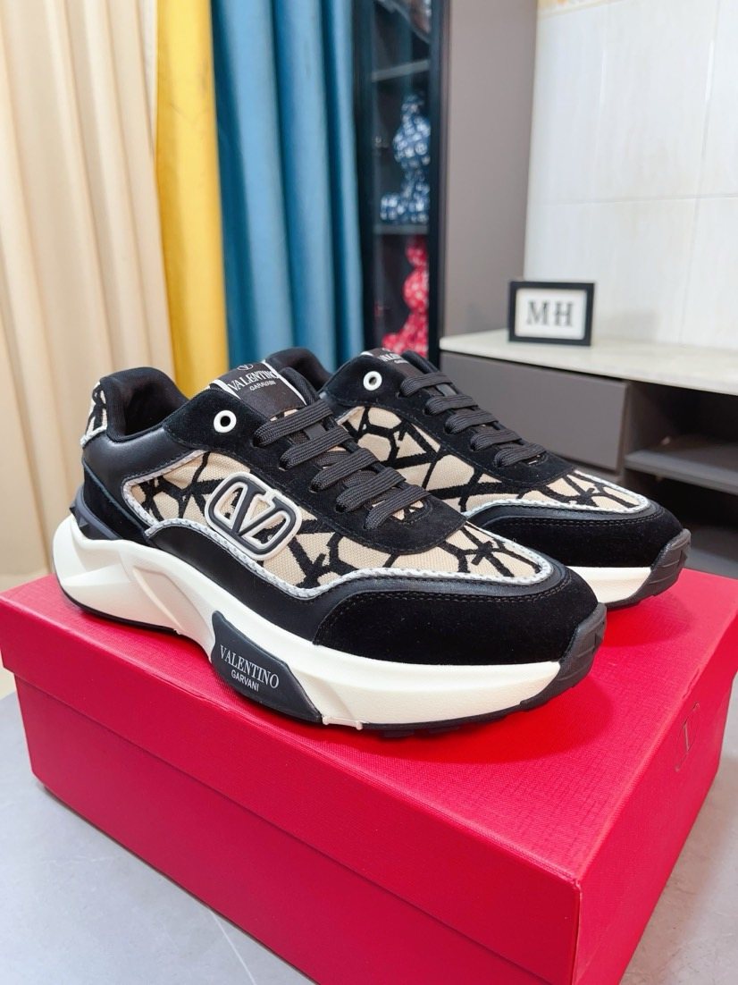 Valentino Patterned Panel Sneakers
