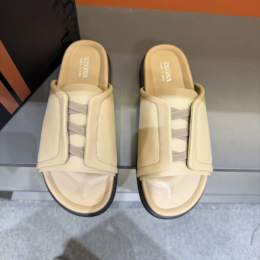 Zegna Men's Textured Strap Slide Sandals