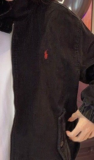 Ralph Lauren Black Cotton Embroidered Emblem Zip-Front Jacket