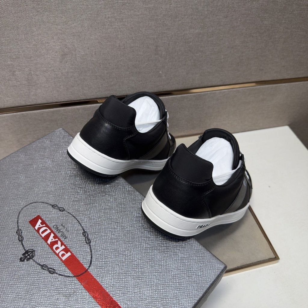Prada Men's Low-Top Lace-Up Sneakers - Paneled Upper