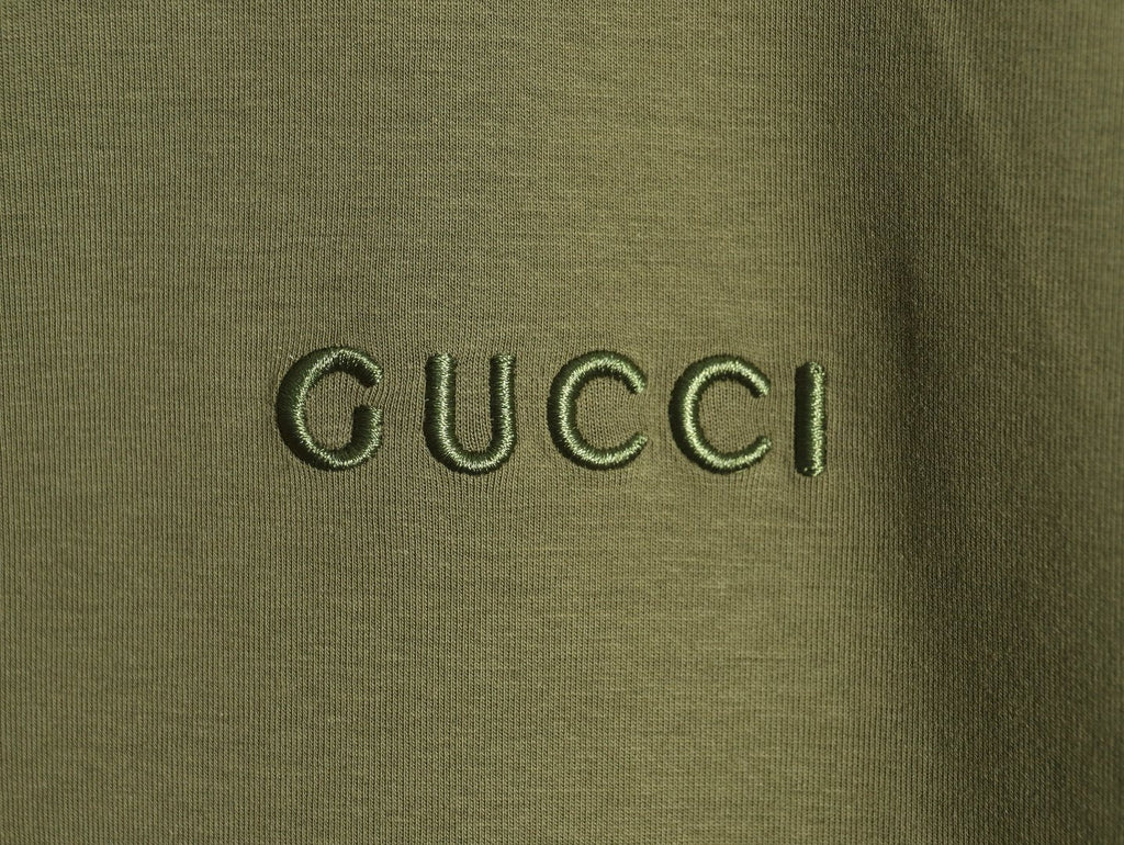 Gucci Small-Slogan Full-Zip Hoodie - Olive Green